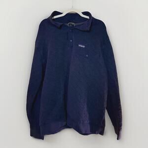 Patagonia Organic Cotton Quilted Snap Pullover - Navy (XL)